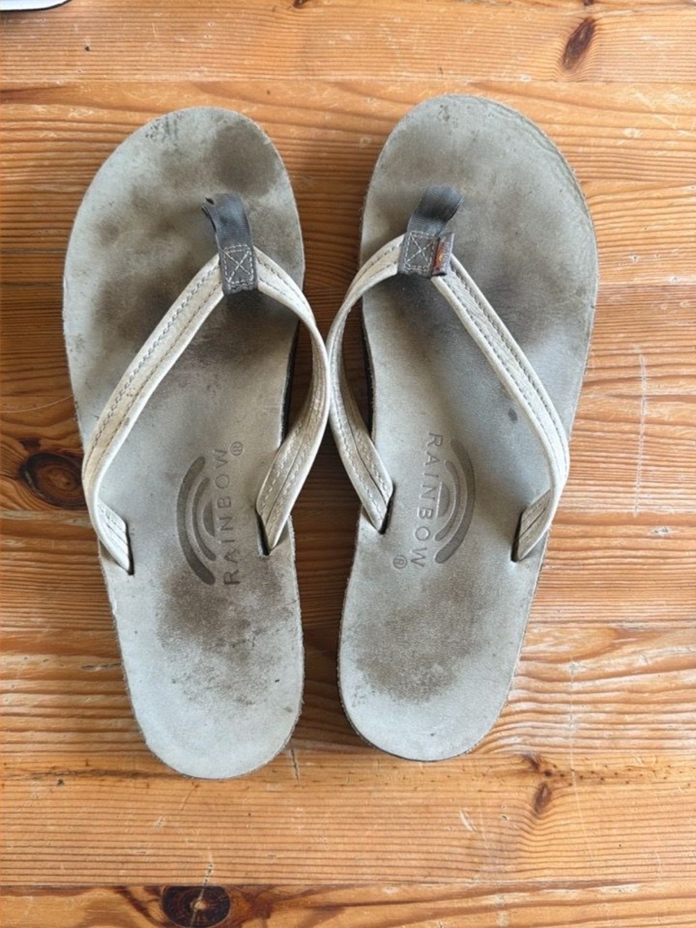 Rainbow Kids Light Beige Suede Flip Flop Sandals